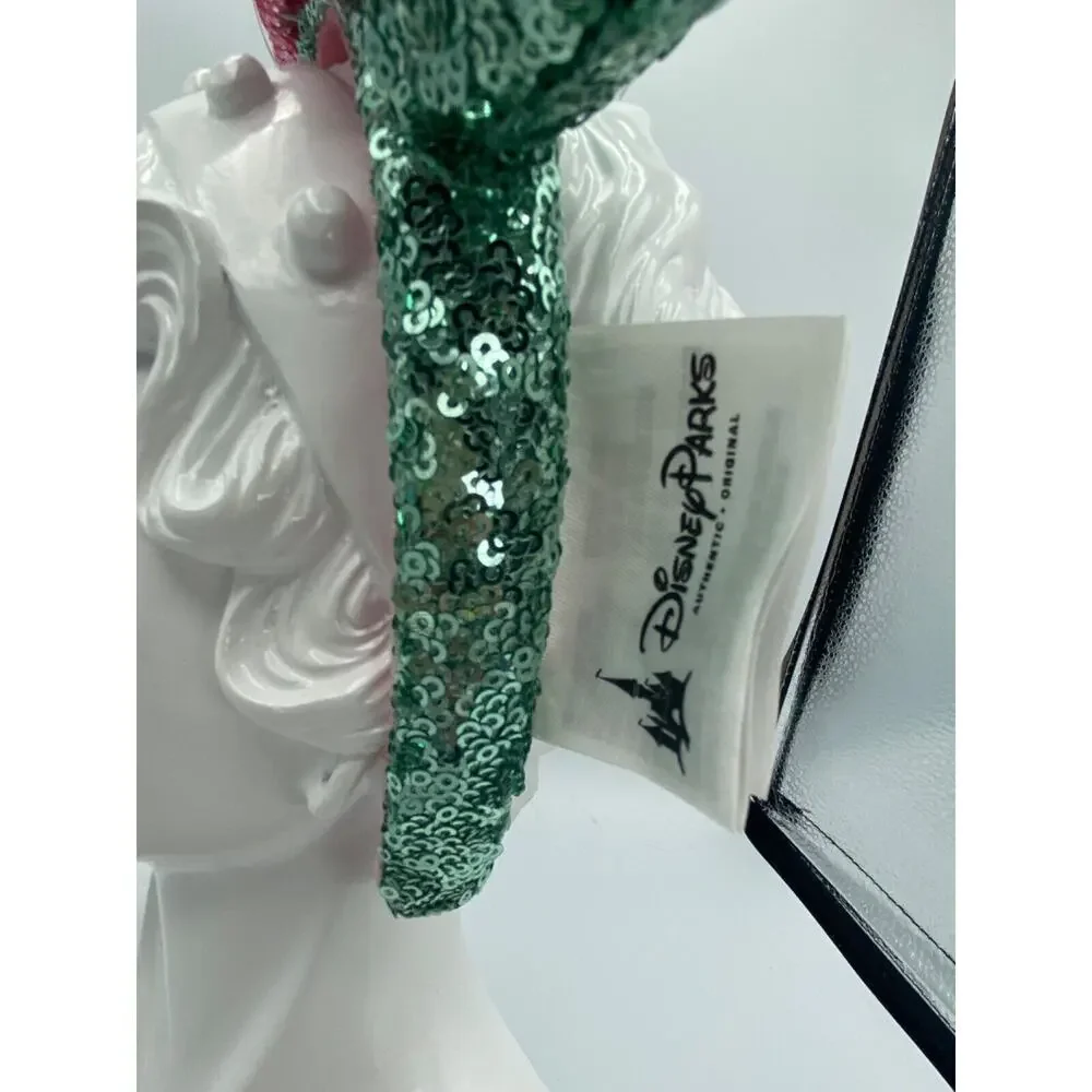 Genuine Disney Park Sequin Mint Green Ears Pink Bow Minnie Mickey Mouse Headband